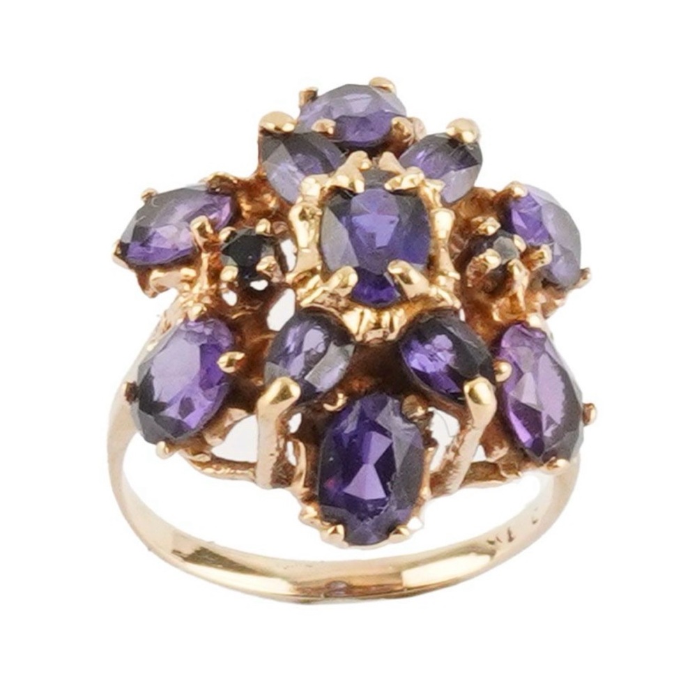 Vintage 10K Yellow Gold Women’s Ring | Purple Stone Setting | 4.9g | Size 6.5us